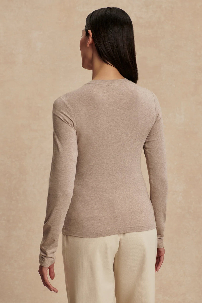 VARLEY | Edna Long Sleeve Fitted Tee - Taupe Marl
