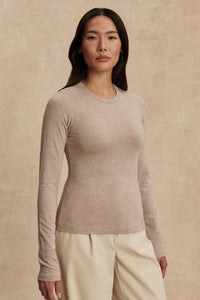 VARLEY | Edna Long Sleeve Fitted Tee - Taupe Marl
