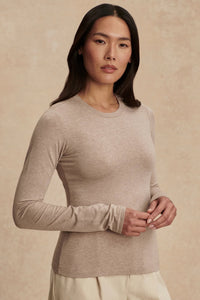 VARLEY | Edna Long Sleeve Fitted Tee - Taupe Marl