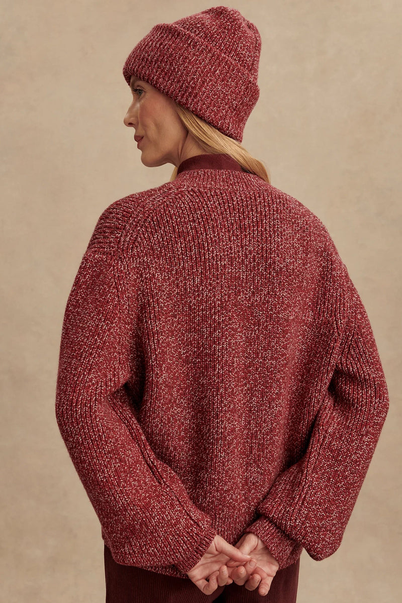 VARLEY | Patricia Rib Cardigan - Red Flecked