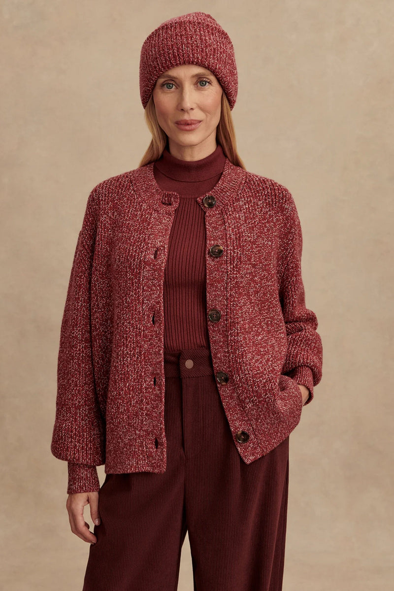 VARLEY | Patricia Rib Cardigan - Red Flecked