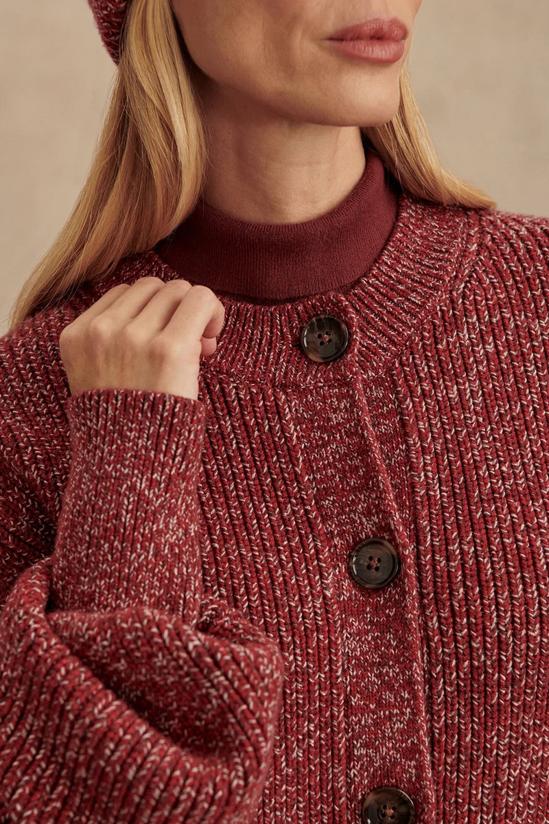 VARLEY | Patricia Rib Cardigan - Red Flecked