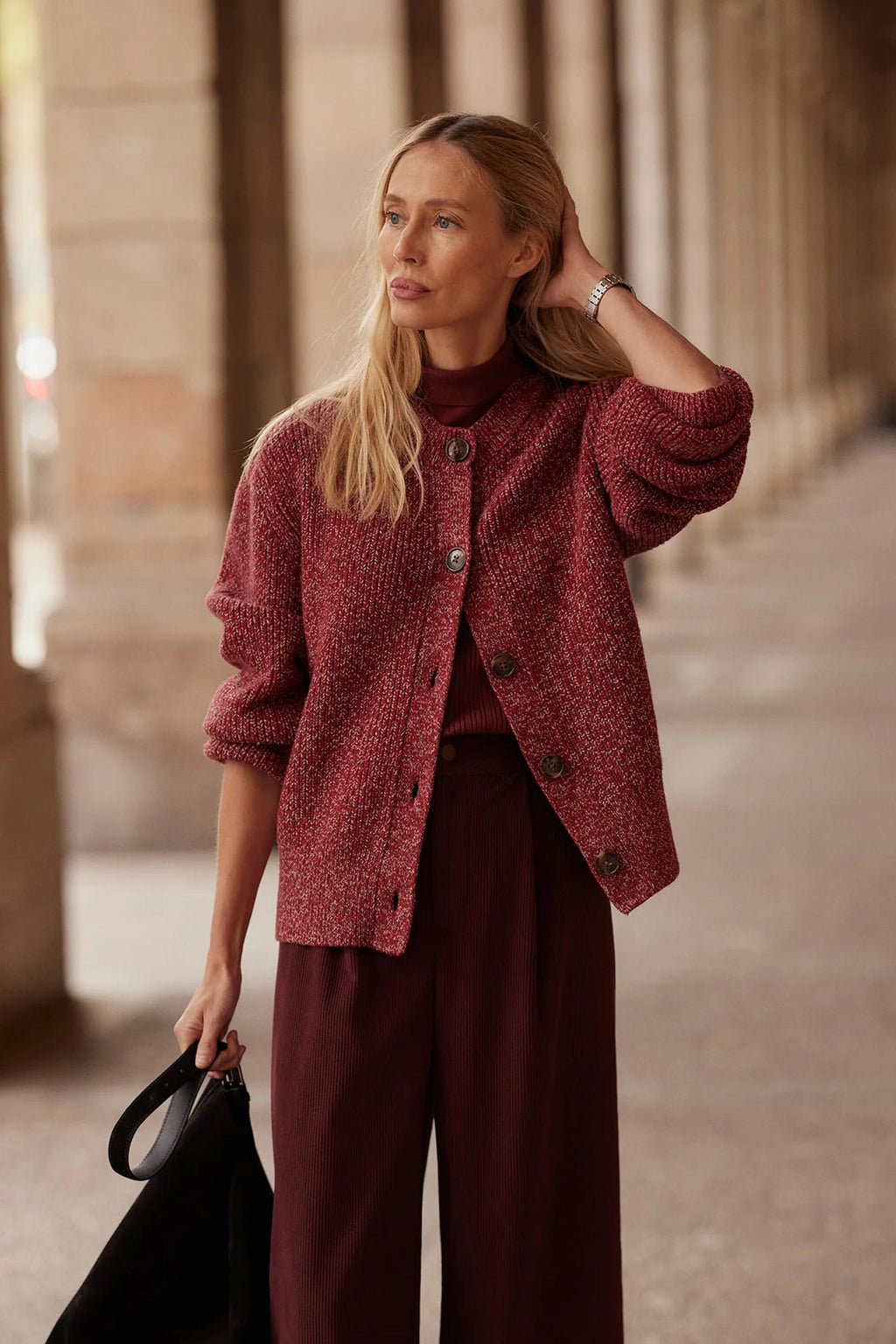VARLEY | Patricia Rib Cardigan - Red Flecked