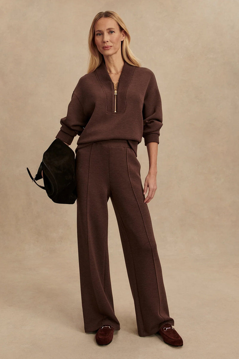 VARLEY | Sally Half Zip Sweat - Coffee Bean Marl