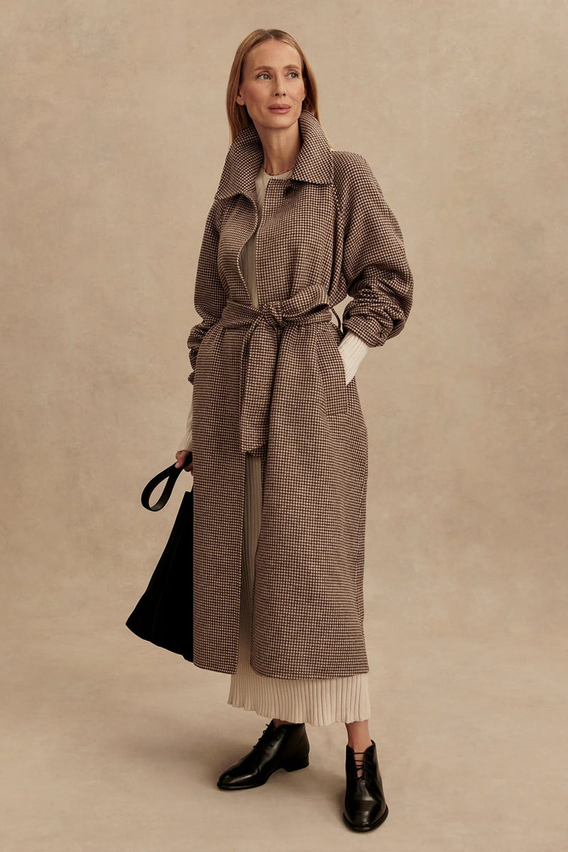 VARLEY | Tomlinson Belted Long Coat - Deep Taupe