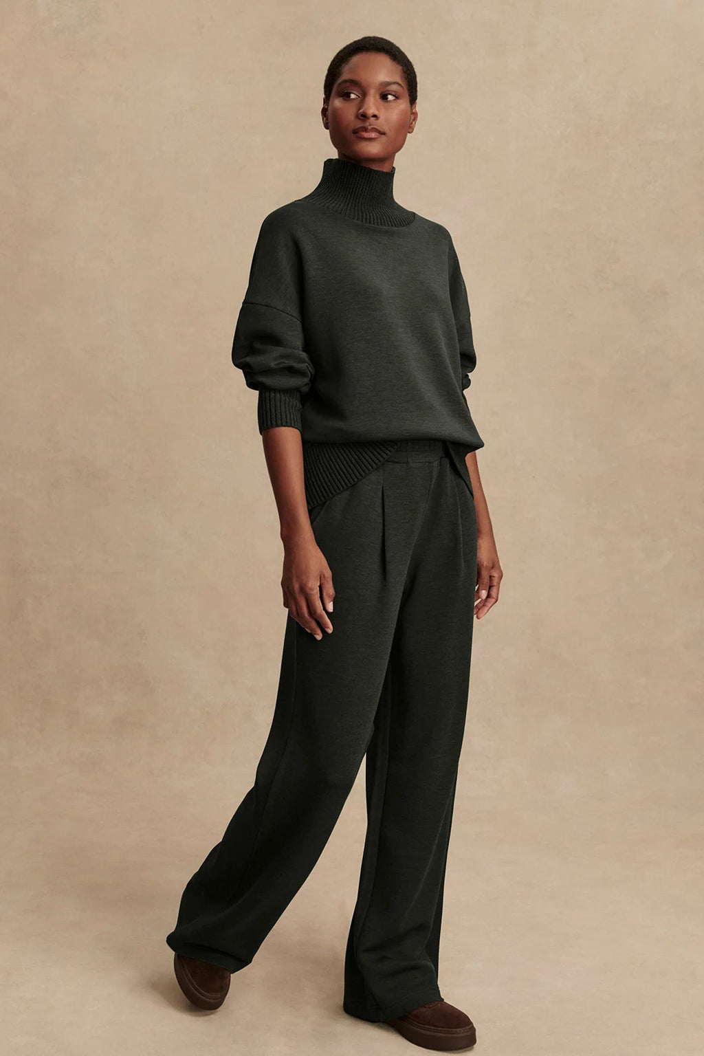 VARLEY | The Extra Wide Leg Pant - Olive Marl