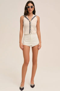 FOR LOVE & LEMONS | Shelly Knit Sailor Top - Cream
