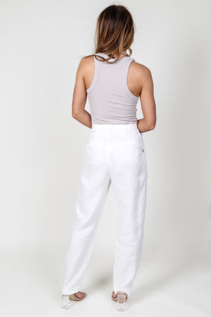 ENZA COSTA | Tapered Pleated Hi-Waist Pant - Undyed