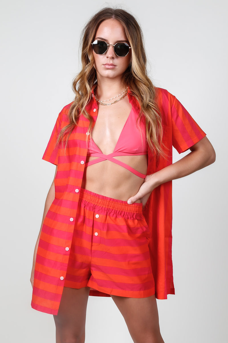 SOLID & STRIPED | The Lexy Boxer - Berry x Coral Orange