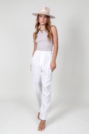 ENZA COSTA | Tapered Pleated Hi-Waist Pant - Undyed