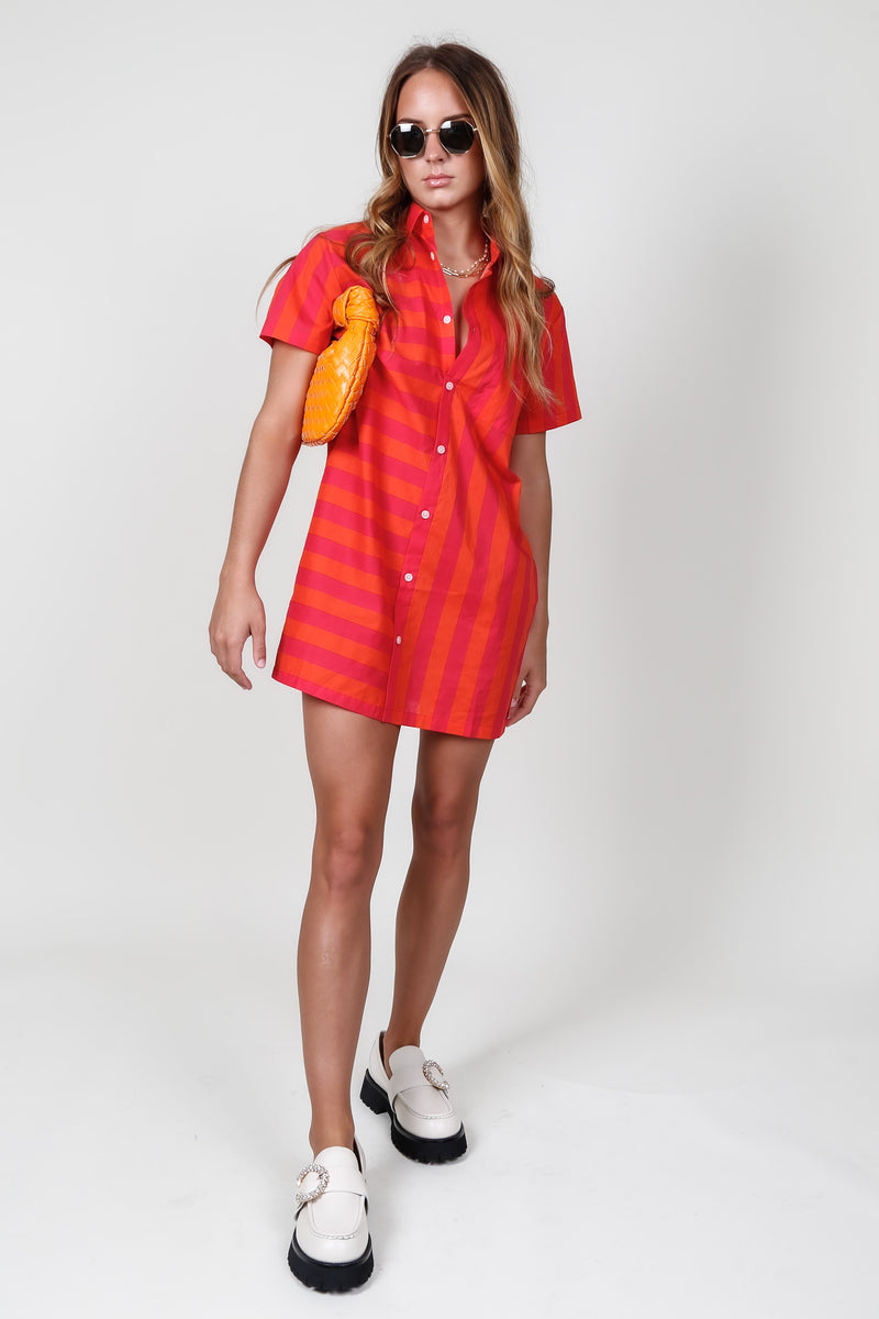SOLID AND STRIPED | The Cabana Dress - Berry x Coral Orange