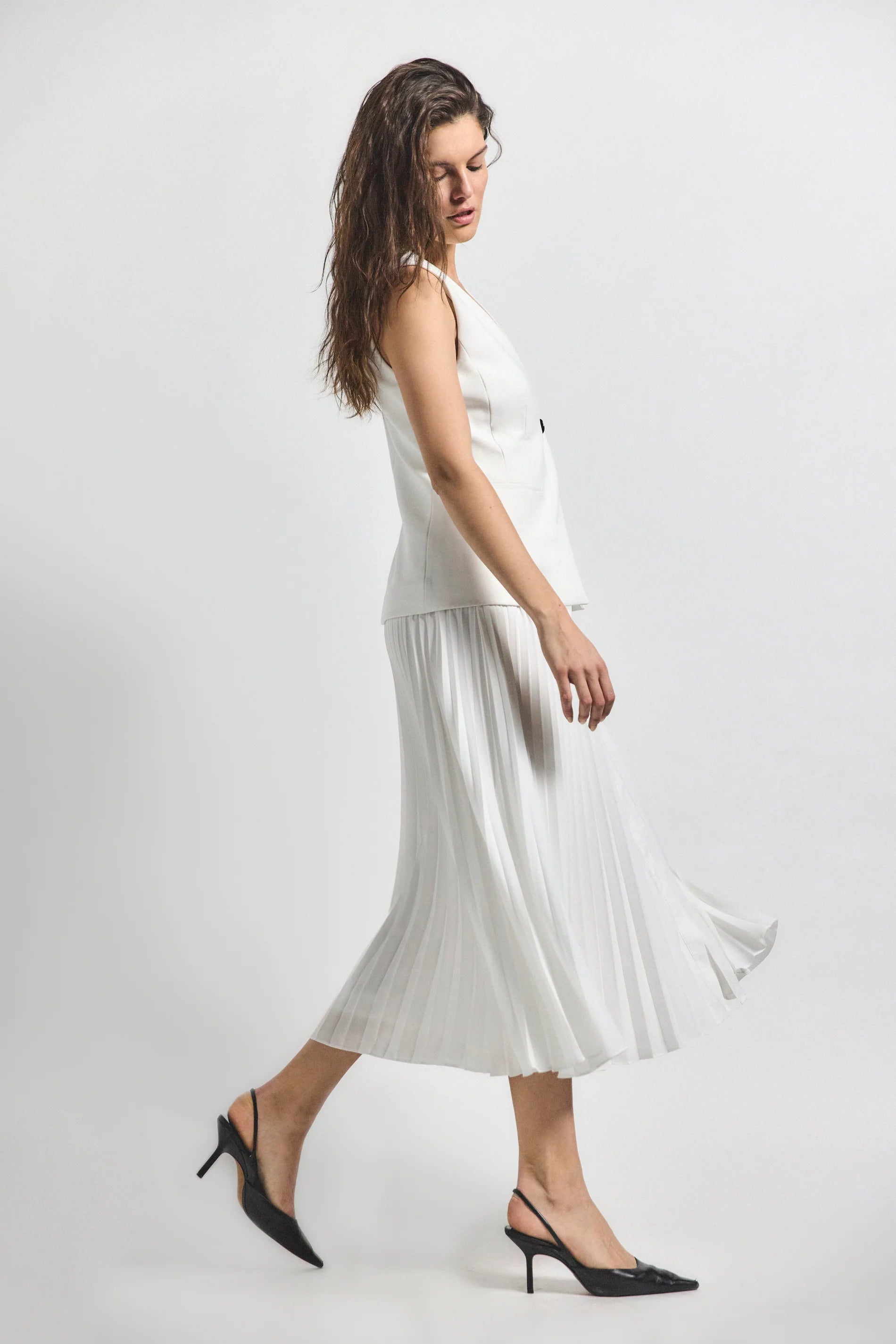 DEREK LAM | Lauren Mixed Media Dress - Soft White Scarlet Clothing DEREK LAM | Lauren Mixed Media Dress - Soft White Scarlet Clothing