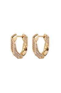 LUV AJ | Pave Cuban Link Hoops - Gold
