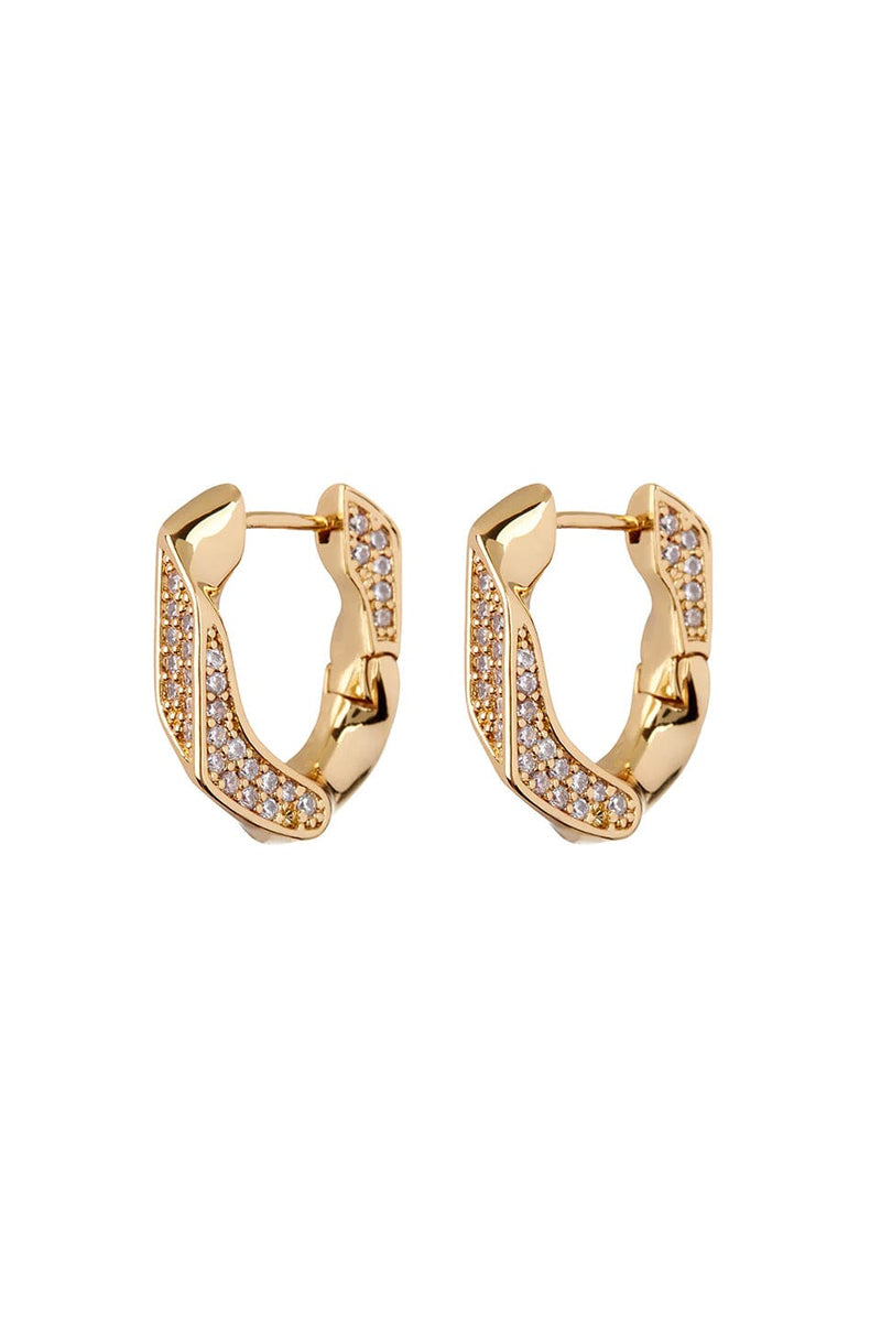 LUV AJ | Pave Cuban Link Hoops - Gold