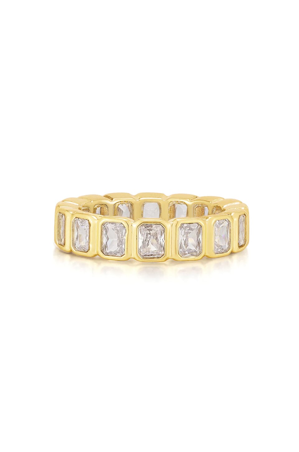 LUV AJ | Bezel Emerald Ballier Ring - Clear Gold