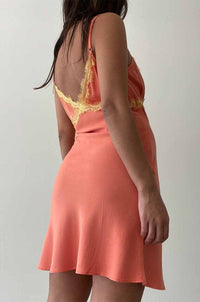 Two Tone Lace Trim Slip Dress - Orange