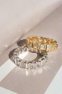 LUV AJ | Bezel Emerald Ballier Ring - Clear Gold