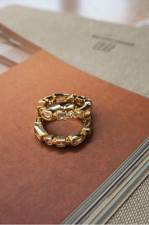 LUV AJ | Bezel Stone Ring Set - Gold