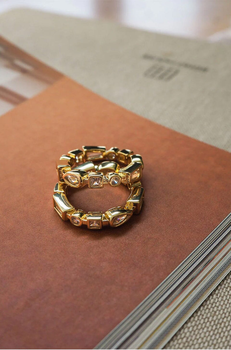LUV AJ | Bezel Stone Ring Set - Gold