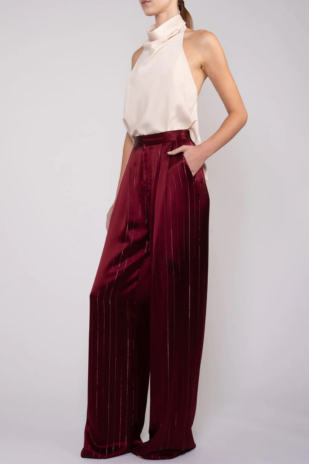 NONCHALANT | Hester Pant - Red/Silver