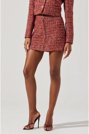 ASTR | The Milena Tweed Mini Skirt - Orange Brown