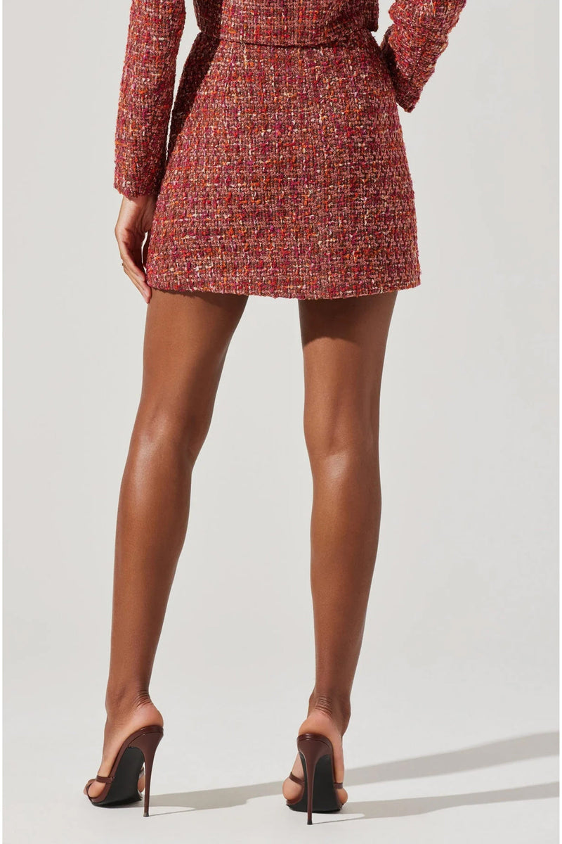 ASTR | The Milena Tweed Mini Skirt - Orange Brown