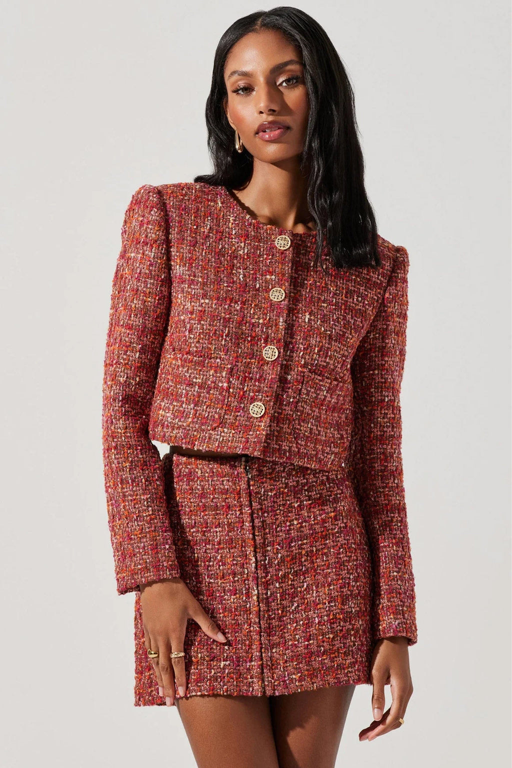 ASTR | The Milena Crop Jacket - Orange Brown