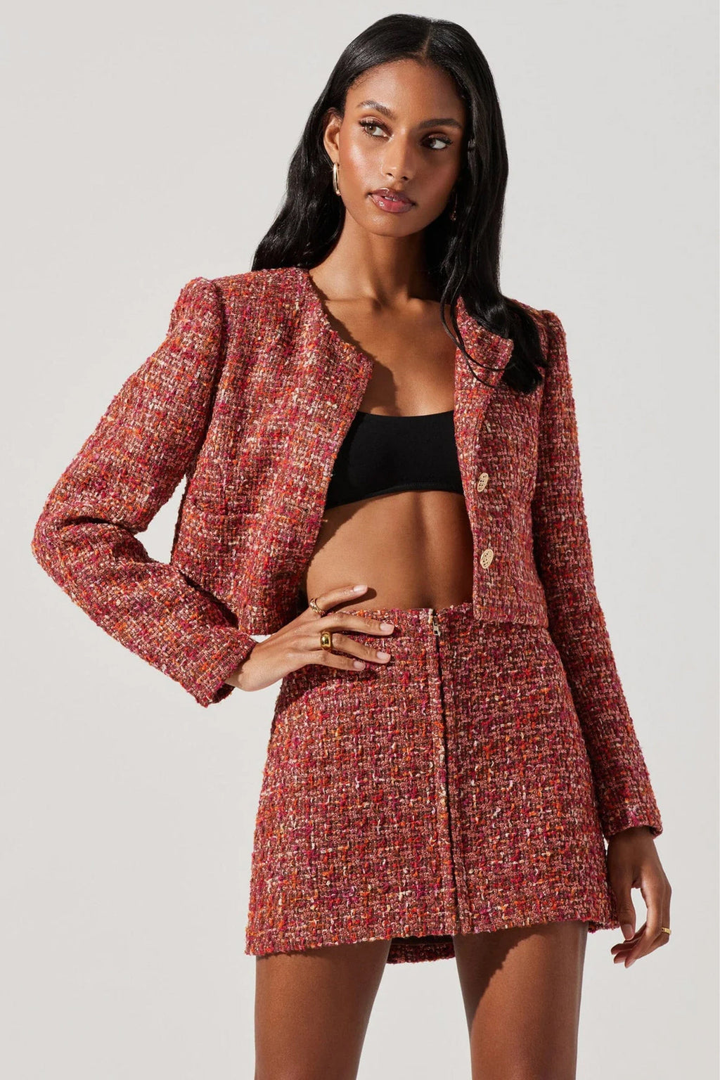 ASTR | The Milena Crop Jacket - Orange Brown
