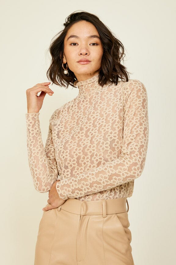 LINE & DOT | Crossroads Lace Top - Tan