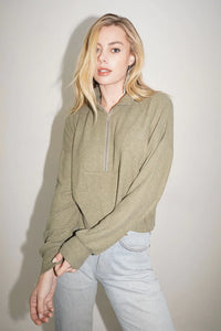LNA | Felix Brushed Zip Up - Burnt Olive