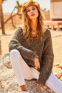 Confetti Fun Sweater - Olive