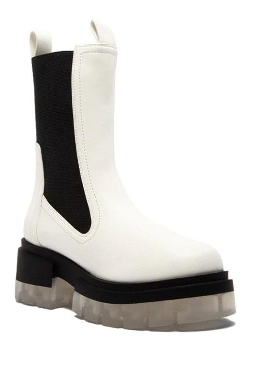 Chunky Lug Boot - White