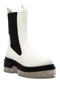 Chunky Lug Boot - White