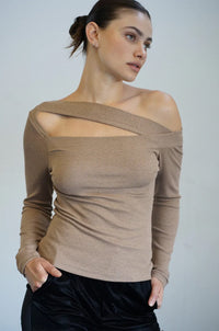 LNA | Otis Ribbed Top - Mushroom