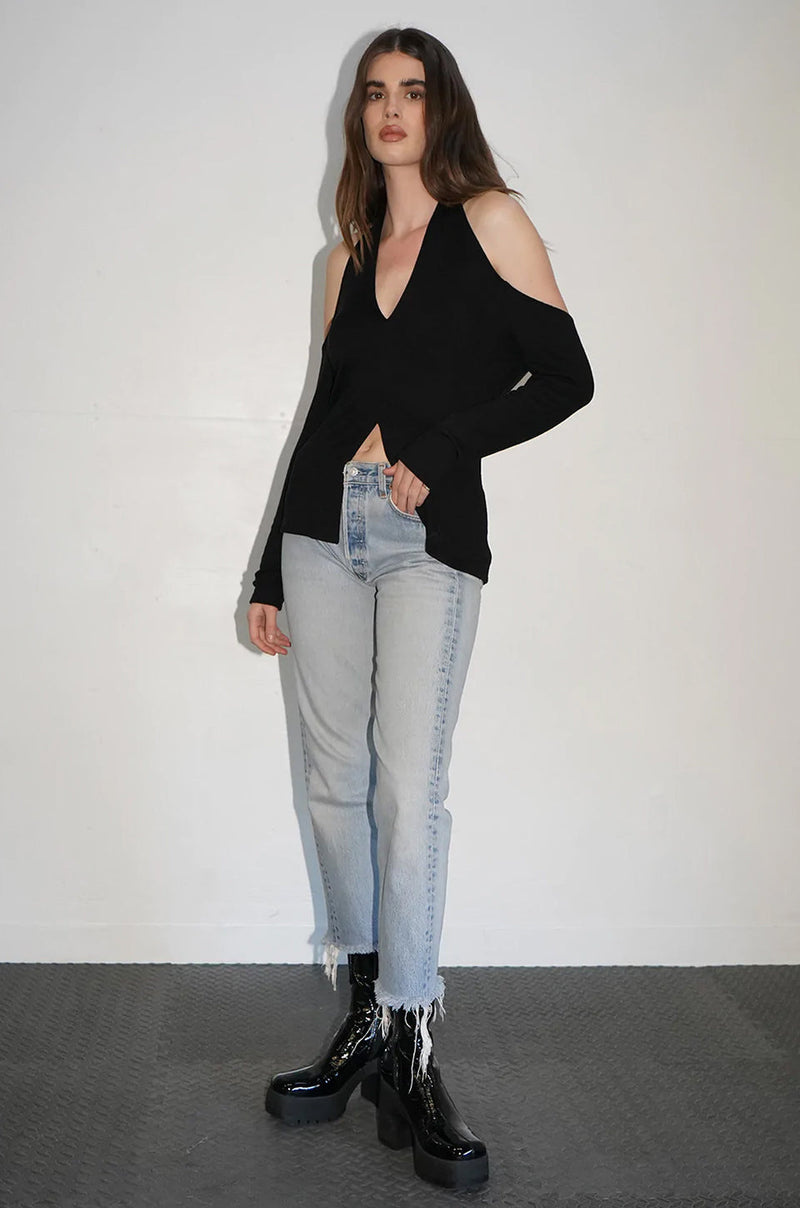 LNA | Laszlo Top - Black Crepe