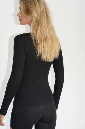 LNA | Milena Twist Front Rib Top - Black