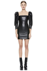 ALICE + OLIVIA | Frances Vegan Leather Mini Dress