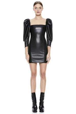 ALICE + OLIVIA | Frances Vegan Leather Mini Dress