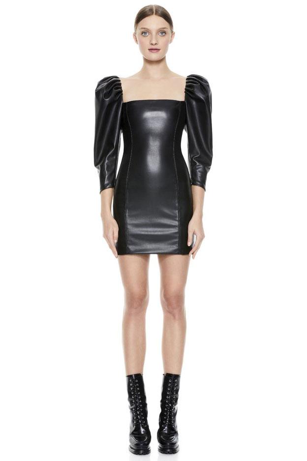 ALICE + OLIVIA | Frances Vegan Leather Mini Dress
