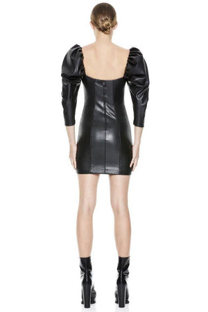 ALICE + OLIVIA | Frances Vegan Leather Mini Dress