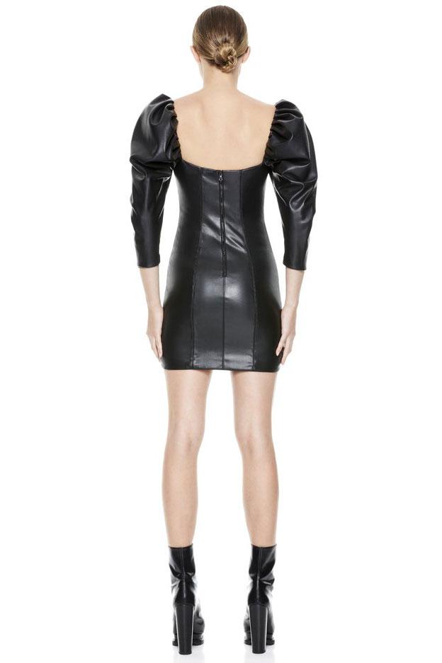ALICE + OLIVIA | Frances Vegan Leather Mini Dress