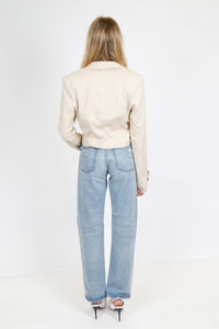 SCARLET | Linen Crop Blazer - Beige