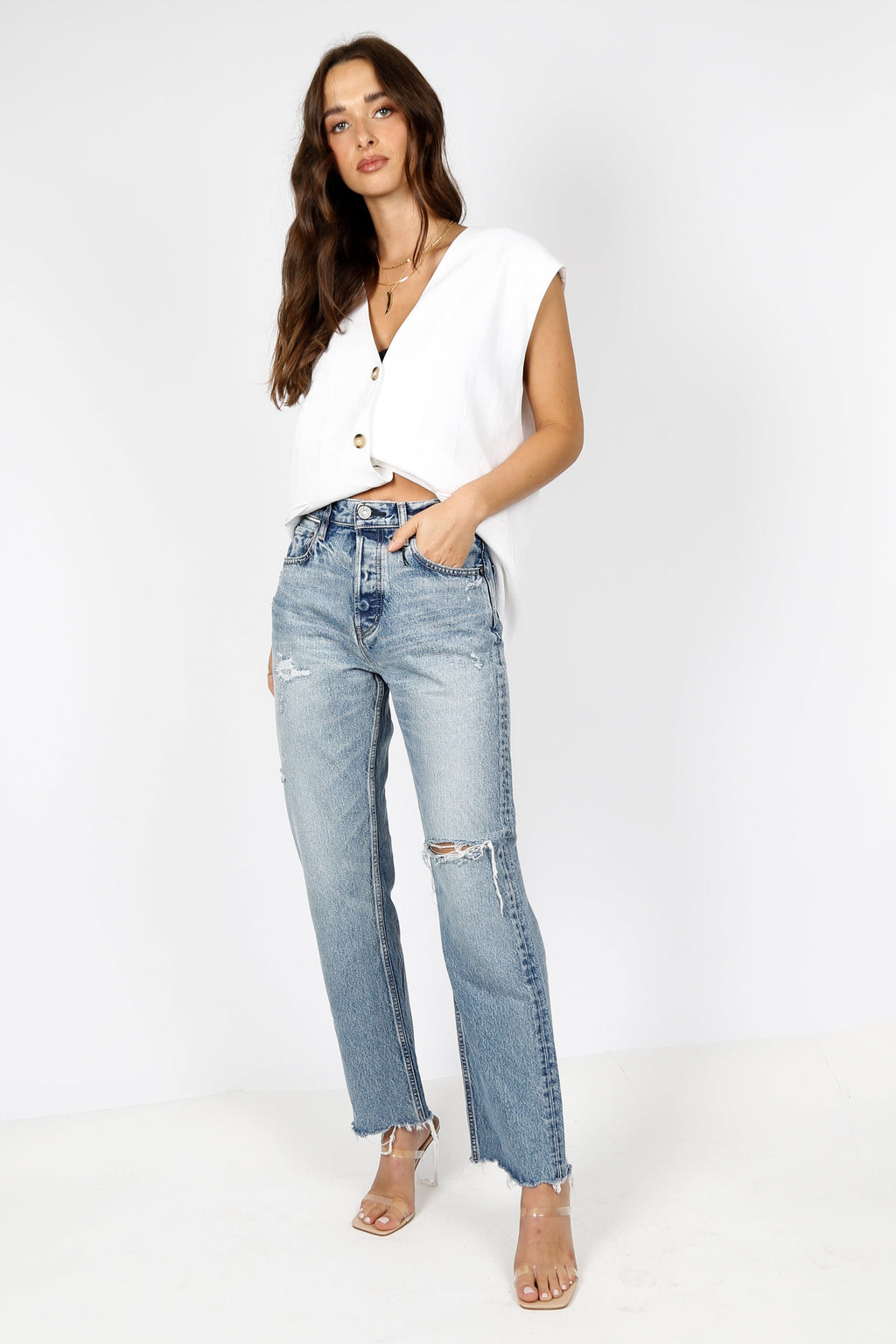MOUSSY | MV Elma Wide Straight - Blue
