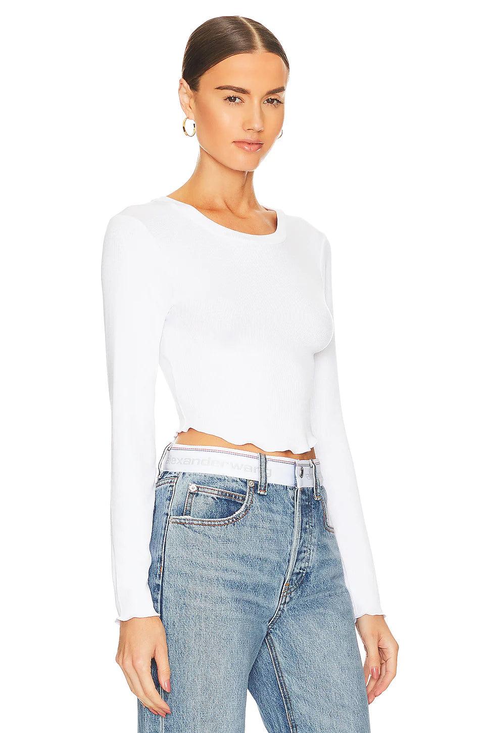 LNA | Arya Heavy Rib Mock Crop - White