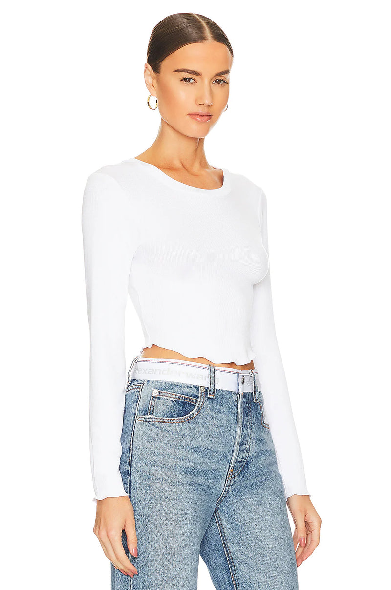 LNA | Arya Heavy Rib Mock Crop - White