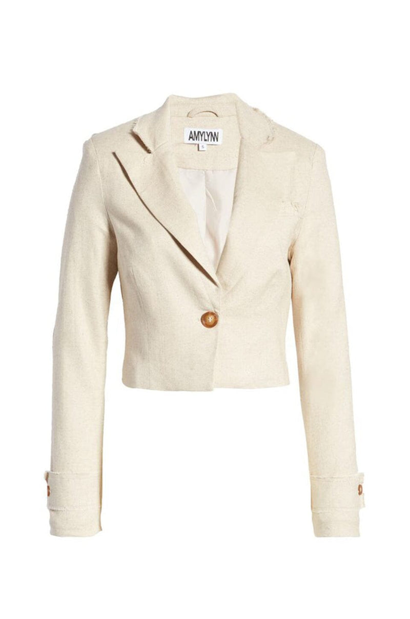 SCARLET | Linen Crop Blazer - Beige