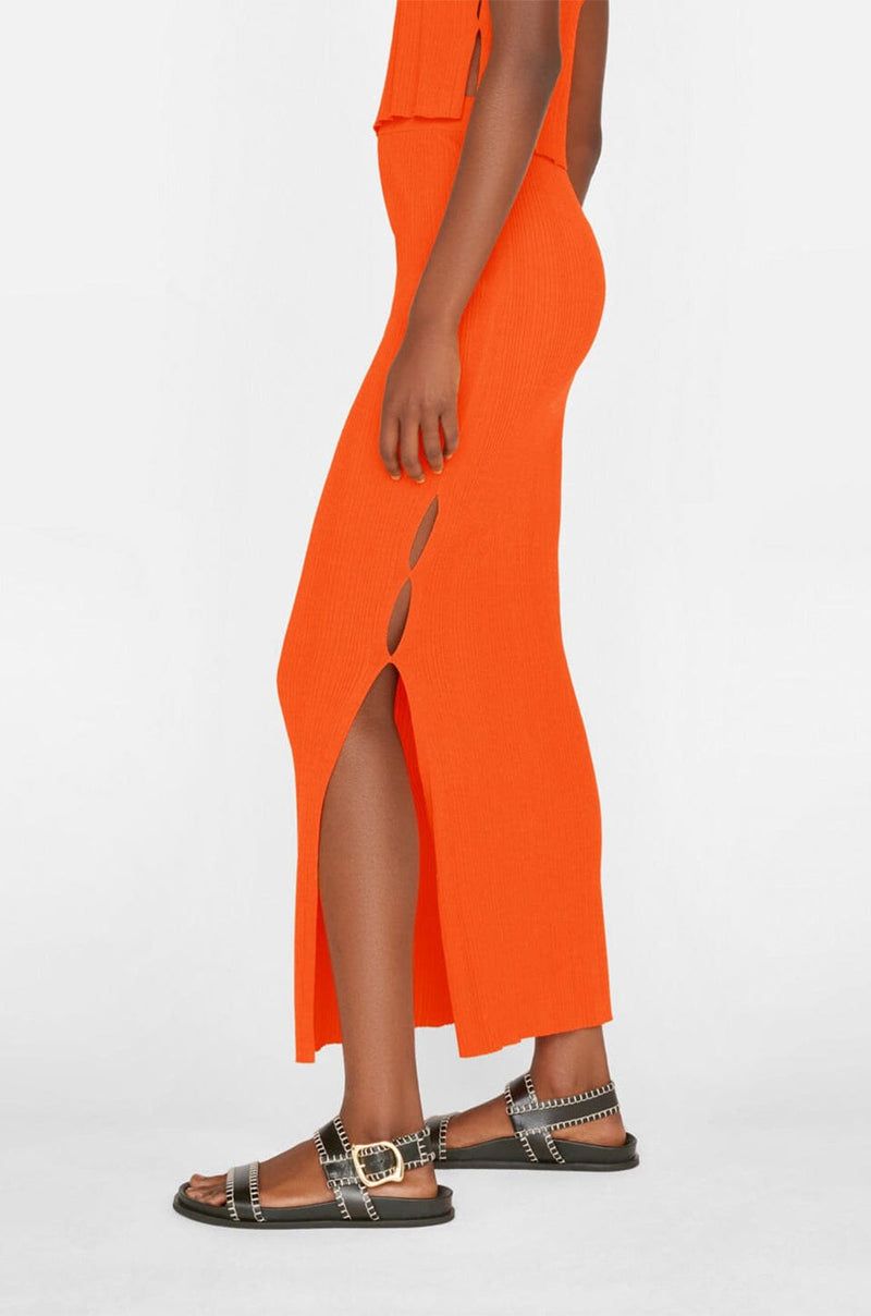 FRAME | Mixed Rib Cutout Skirt - Bright Tangerine