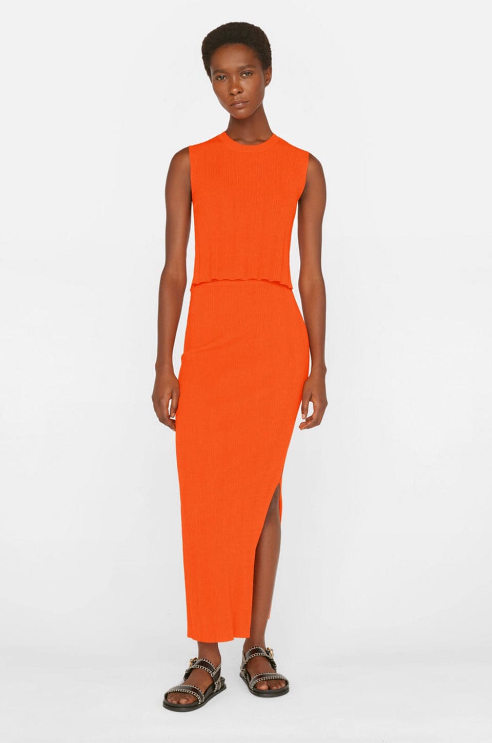 FRAME | Mixed Rib Cutout Skirt - Bright Tangerine – Scarlet FRAME | Mixed Rib Cutout Skirt - Bright Tangerine – Scarlet
