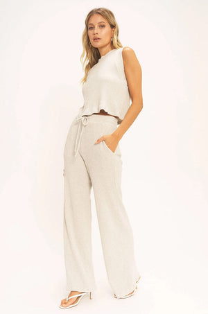 PROJECT SOCIAL T | Joanna Rib Wide Leg Pants - Ash