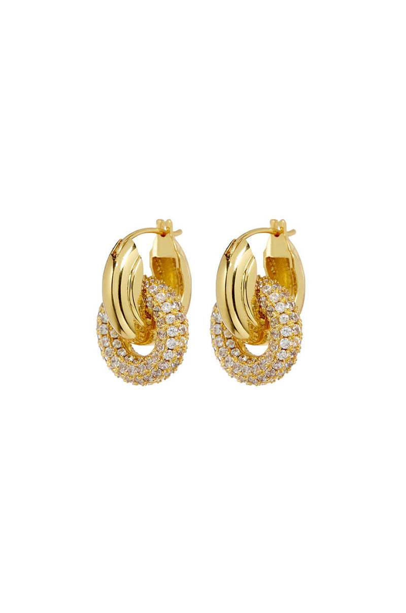 LUV AJ | Pave Interlock Hoops - Gold